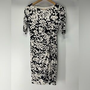 London Times Black and White Printed Midi Dress